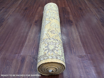 Brown 2'8" x 13'6" Oushak And Peshawar Hand knotted Wool Rug - Sku: O022287