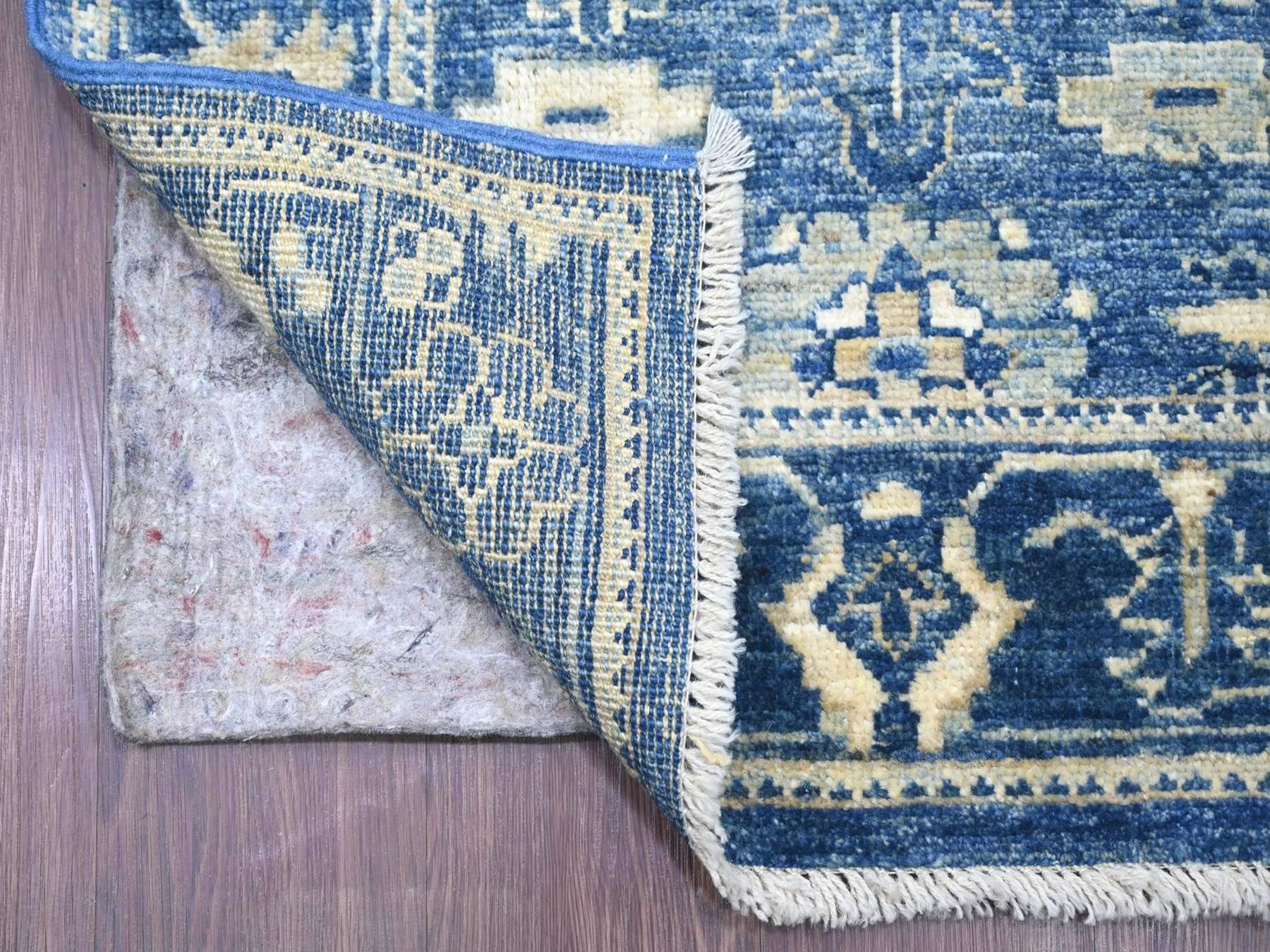 Blue 2'8" x 18'11" Oushak And Peshawar Hand knotted Wool Rug - Sku: O022289