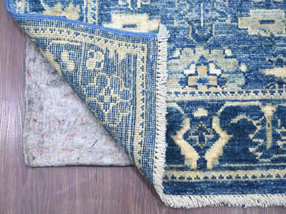 Blue 2'8" x 18'11" Oushak And Peshawar Hand knotted Wool Rug - Sku: O022289