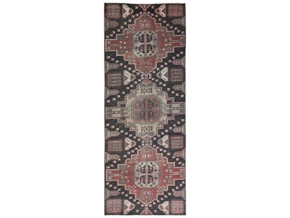 Brown 3'3" x 8'7" Vintage Hand knotted Wool Rug - Sku: O02228