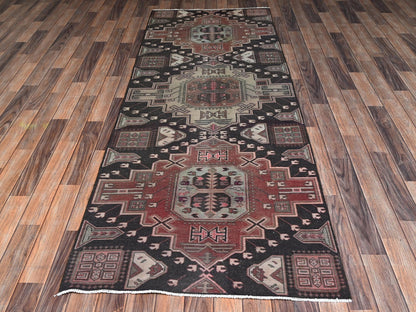 Brown 3'3" x 8'7" Vintage Hand knotted Wool Rug - Sku: O02228