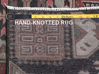 Brown 3'3" x 8'7" Vintage Hand knotted Wool Rug - Sku: O02228