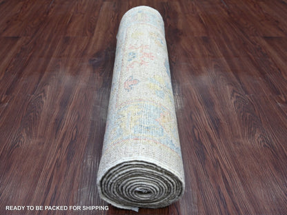Oushak Oushak hand-knotted wool runner in Gray & Light Blue, 2'8" x 13'10" — SKU O022290 (view 4)