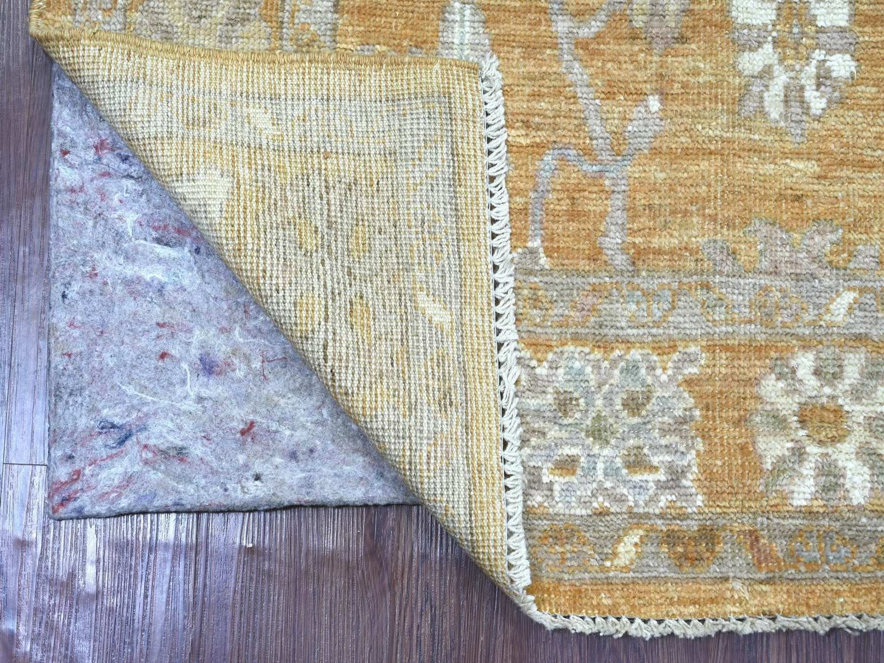 Brown 4'2" x 6'0" Oushak And Peshawar Hand knotted Wool Rug - Sku: O022294