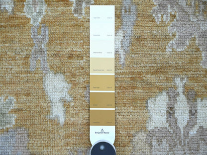 Brown 4'2" x 6'0" Oushak And Peshawar Hand knotted Wool Rug - Sku: O022294
