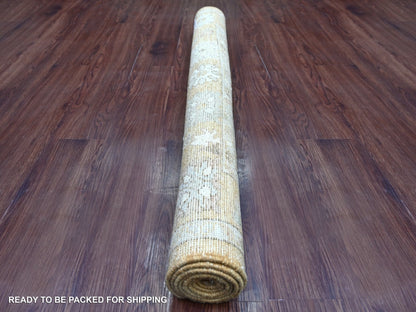 Brown 4'2" x 6'0" Oushak And Peshawar Hand knotted Wool Rug - Sku: O022294