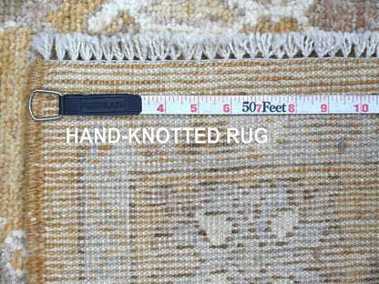 Brown 4'2" x 6'0" Oushak And Peshawar Hand knotted Wool Rug - Sku: O022294