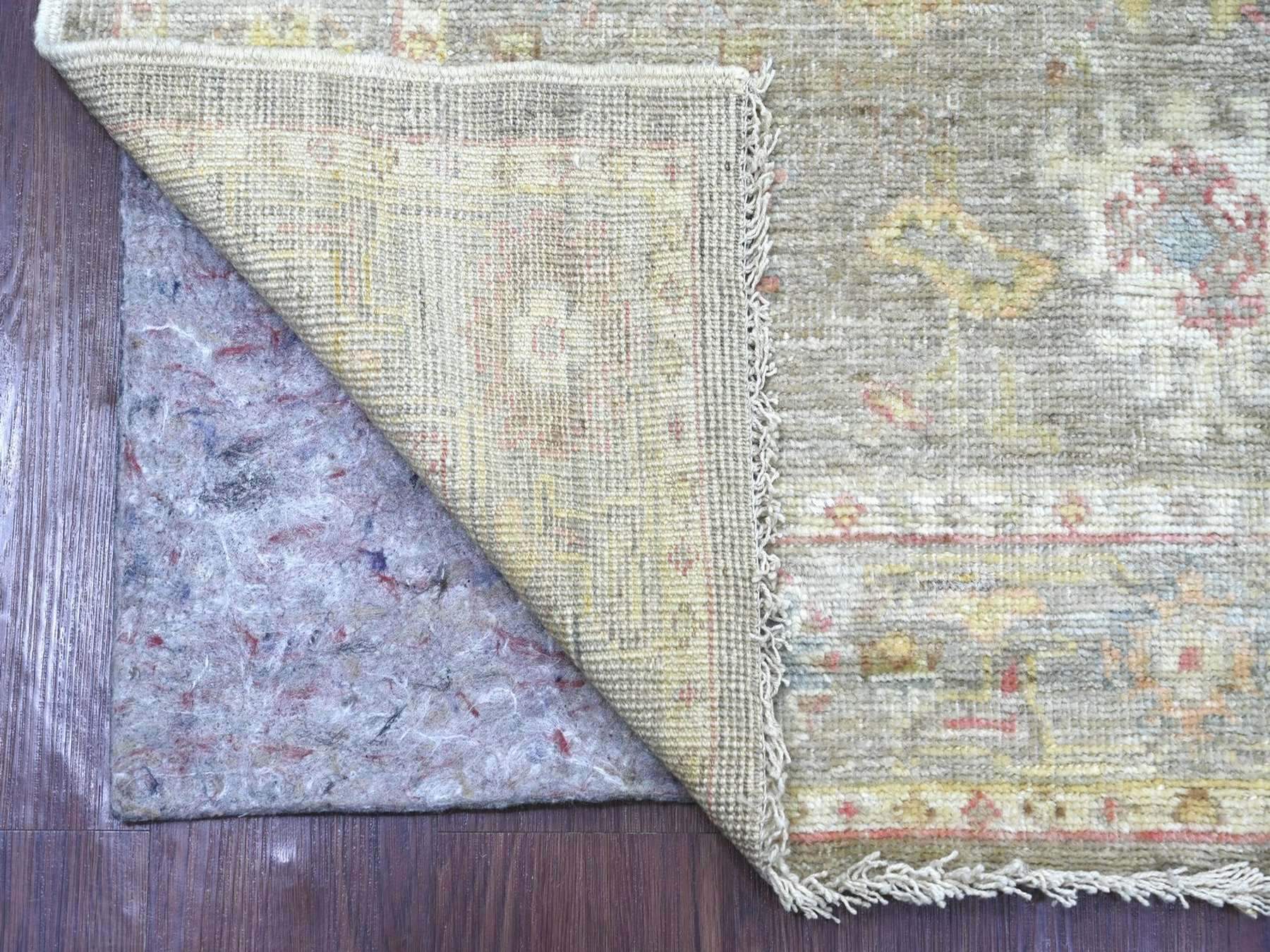Brown 4'2" x 10'0" Oushak And Peshawar Hand knotted Wool Rug - Sku: O022296