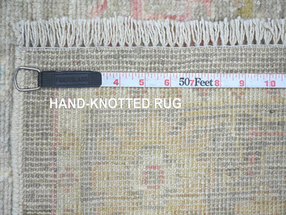 Brown 4'2" x 10'0" Oushak And Peshawar Hand knotted Wool Rug - Sku: O022296