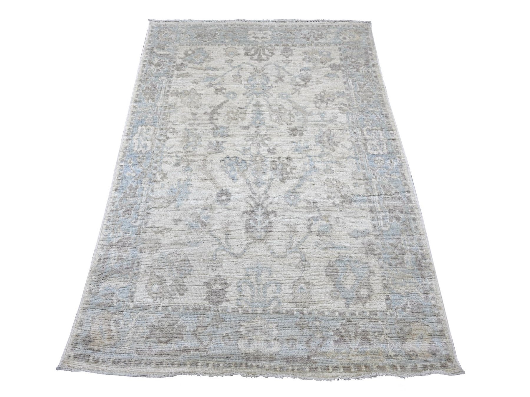 Ivory 4'0" x 5'10" Oushak And Peshawar Hand knotted Wool Rug - Sku: O022299