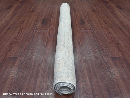 Ivory 4'0" x 5'10" Oushak And Peshawar Hand knotted Wool Rug - Sku: O022299