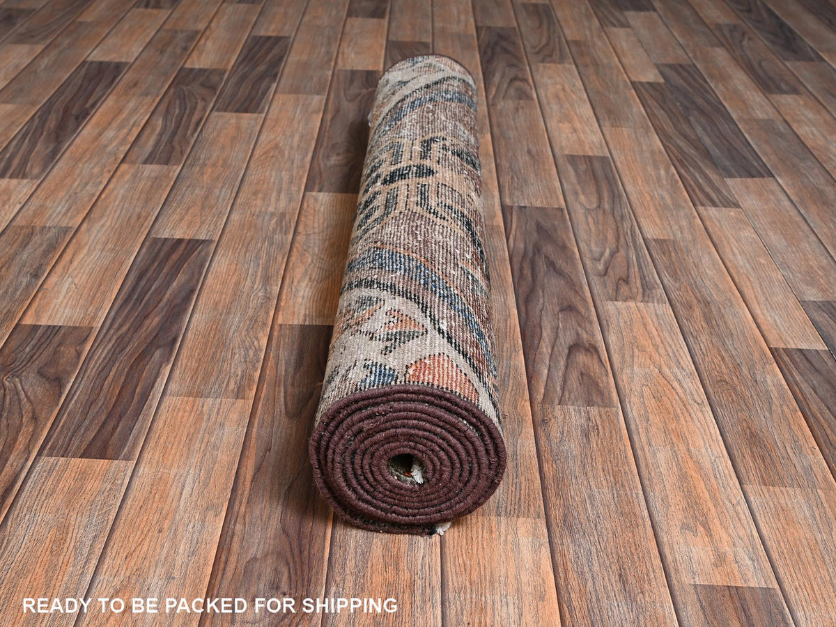 Vintage hand-knotted wool runner in Ivory, 3'1" x 9' — SKU O02229 (view 5)