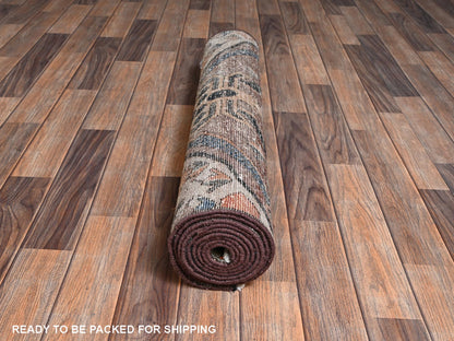 Vintage hand-knotted wool runner in Ivory, 3'1" x 9' — SKU O02229 (view 5)