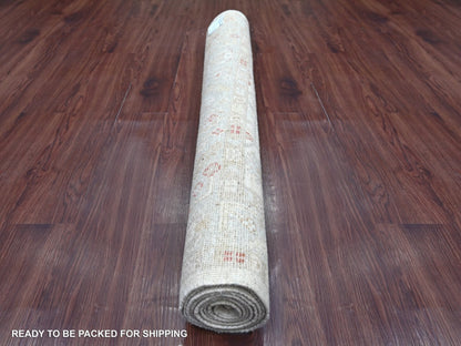 Ivory 4'0" x 8'3" Oushak And Peshawar Hand knotted Wool Rug - Sku: O022302