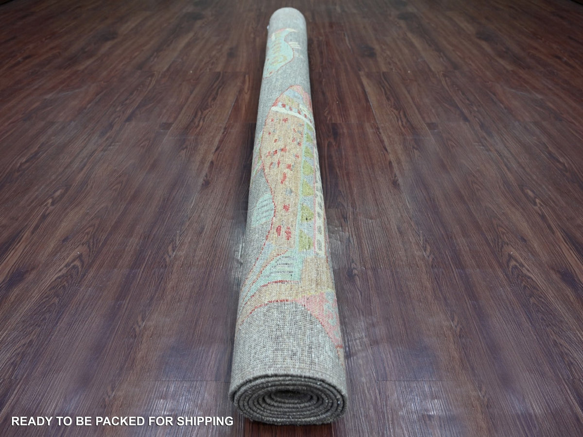 Peshawar Modern / Contemporary hand-knotted wool rug in Gray, 5'11" x 8'10" — SKU O022303 (view 4)