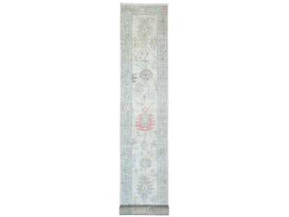 Oushak Oushak hand-knotted wool runner in Ivory & Gray, 2'8" x 19'2" — SKU O022307