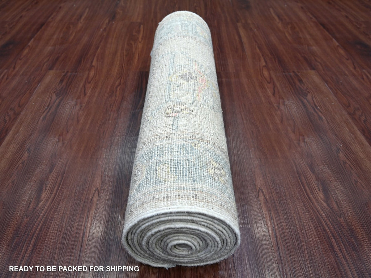 Oushak Oushak hand-knotted wool runner in Ivory & Gray, 2'8" x 19'2" — SKU O022307 (view 4)