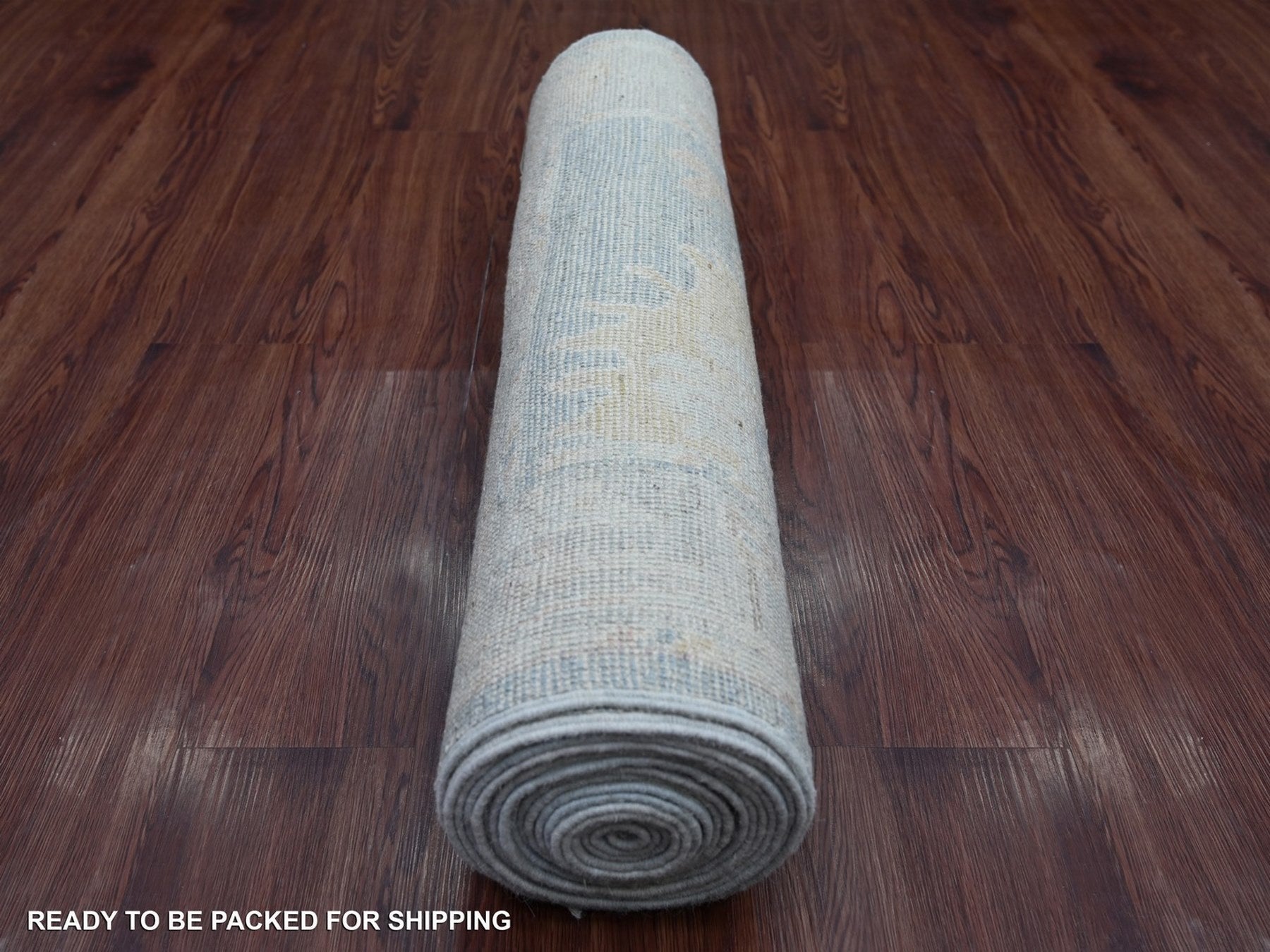 Oushak Ikat And Suzani Design hand-knotted wool runner in Gray & Light Gray, 2'9" x 20'2" — SKU O022308 (view 4)