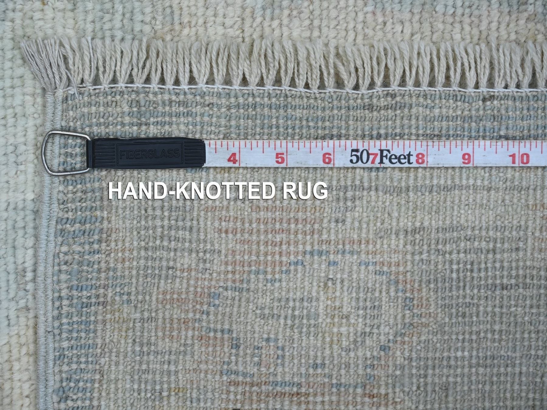 Oushak Ikat And Suzani Design hand-knotted wool runner in Gray & Light Gray, 2'9" x 20'2" — SKU O022308 (view 6)