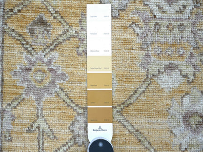 Brown 2'8" x 13'5" Oushak And Peshawar Hand knotted Wool Rug - Sku: O022309