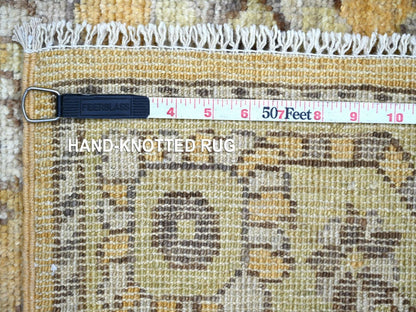 Brown 2'8" x 13'5" Oushak And Peshawar Hand knotted Wool Rug - Sku: O022309