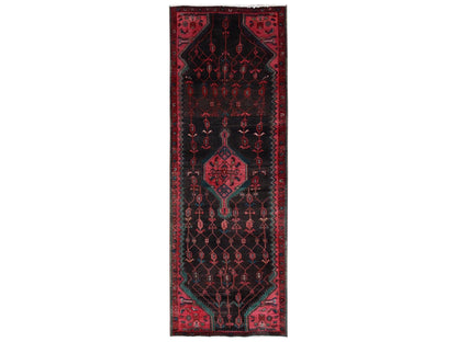 Brown 3'1" x 9'2" Vintage Hand knotted Wool Rug - Sku: O02230