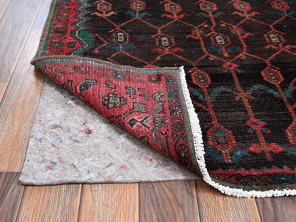 Brown 3'1" x 9'2" Vintage Hand knotted Wool Rug - Sku: O02230