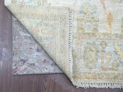 Oushak Oushak hand-knotted wool runner in Ivory & Light Blue, 2'9" x 15'7" — SKU O022313 (view 2)