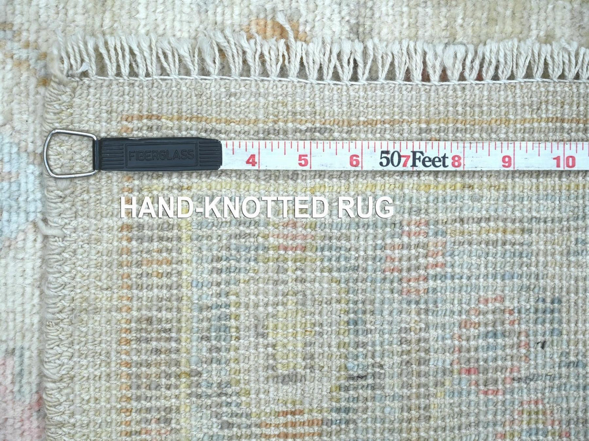 Oushak Oushak hand-knotted wool runner in Ivory & Light Blue, 2'9" x 15'7" — SKU O022313 (view 6)