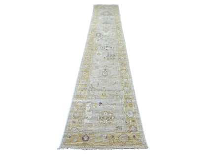 Oushak Oushak hand-knotted wool runner in Gray & Gold, 2'7" x 15'2" — SKU O022314