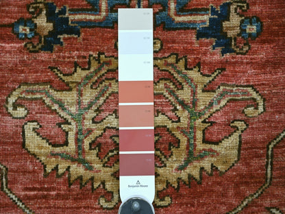 Heriz Tribal & Geometric hand-knotted wool runner in Orange & Blue, 3'1" x 15'4" — SKU O022318 (view 3)