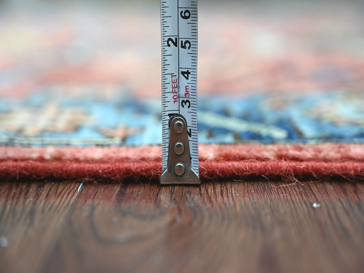 Heriz Tribal & Geometric hand-knotted wool runner in Orange & Blue, 3'1" x 15'4" — SKU O022318 (view 5)