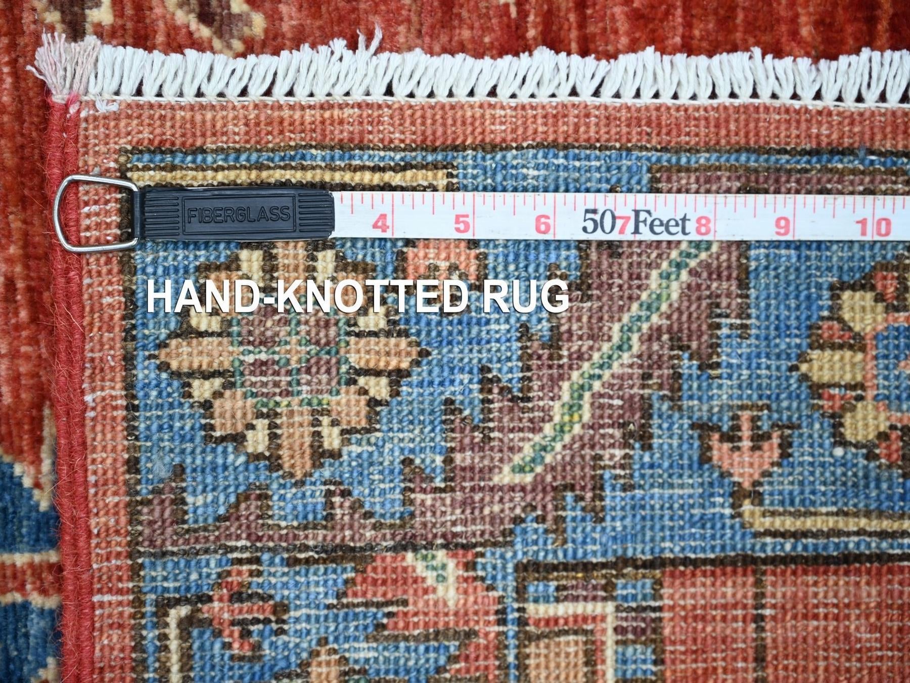 Heriz Tribal & Geometric hand-knotted wool runner in Orange & Blue, 3'1" x 15'4" — SKU O022318 (view 6)