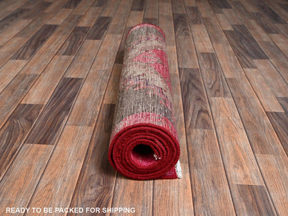 Brown 2'10" x 8'9" Vintage Hand knotted Wool Rug - Sku: O02231