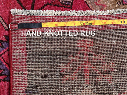 Brown 2'10" x 8'9" Vintage Hand knotted Wool Rug - Sku: O02231