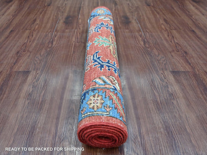 Orange 3'0" x 7'7" Tribal & Geometric Hand knotted Wool Rug - Sku: O022320