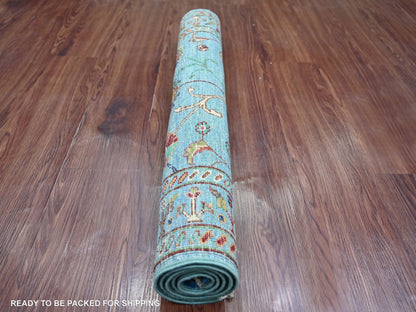 Blue 2'9" x 4'0" Tribal & Geometric Hand knotted Wool Rug - Sku: O022325
