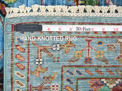Blue 2'9" x 4'0" Tribal & Geometric Hand knotted Wool Rug - Sku: O022325