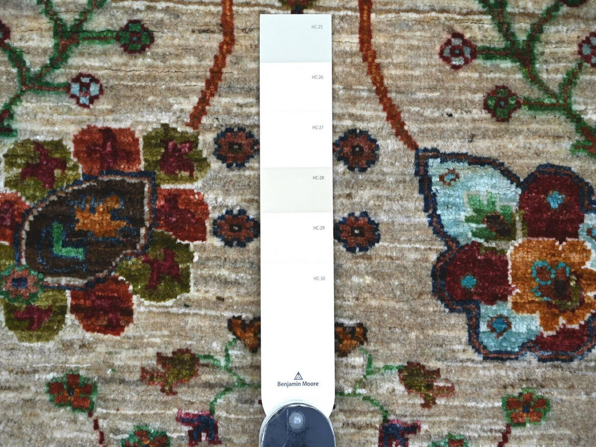 Tribal & Geometric hand-knotted wool rug in Ivory, 2'8" x 3'11" — SKU O022326 (view 3)