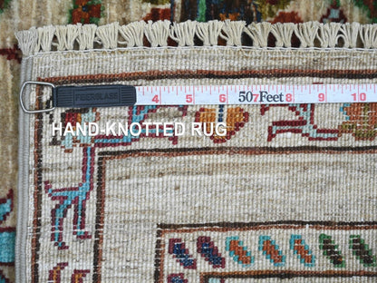 Tribal & Geometric hand-knotted wool rug in Ivory, 2'8" x 3'11" — SKU O022326 (view 6)