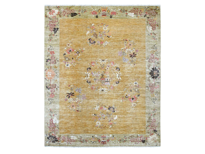 Brown 8'4" x 9'10" Oushak And Peshawar Hand knotted Wool Rug - Sku: O022332
