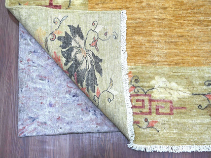 Brown 8'4" x 9'10" Oushak And Peshawar Hand knotted Wool Rug - Sku: O022332