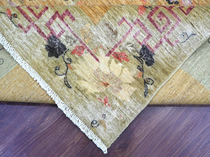 Brown 8'4" x 9'10" Oushak And Peshawar Hand knotted Wool Rug - Sku: O022332