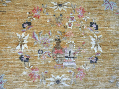 Brown 8'4" x 9'10" Oushak And Peshawar Hand knotted Wool Rug - Sku: O022332
