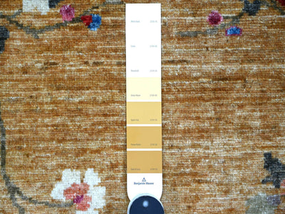 Brown 8'3" x 9'9" Oushak And Peshawar Hand knotted Wool Rug - Sku: O022333