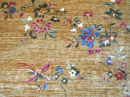 Brown 8'3" x 9'9" Oushak And Peshawar Hand knotted Wool Rug - Sku: O022333