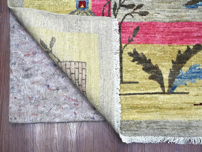 Peshawar Oushak hand-knotted wool rug in Gray & Yellow, 8'10" x 11'11" — SKU O022335 (view 4)