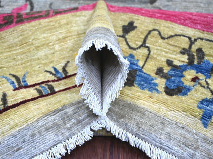 Grey 8'10" x 11'11" Oushak And Peshawar Hand knotted Wool Rug - Sku: O022335