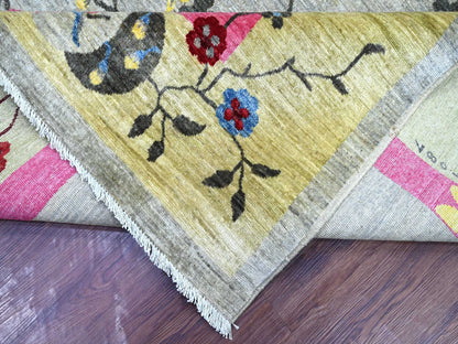 Peshawar Oushak hand-knotted wool rug in Gray & Yellow, 8'10" x 11'11" — SKU O022335 (view 6)