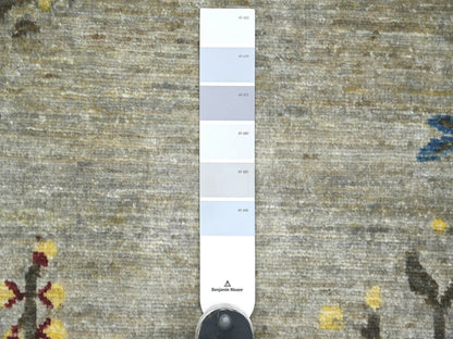 Peshawar Oushak hand-knotted wool rug in Gray & Yellow, 8'10" x 11'11" — SKU O022335 (view 7)